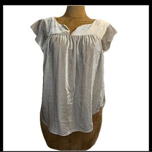 LOFT crushed velvet top, Silver Grey, Cap Sleeve, Women’s Sz L, Business Casual​